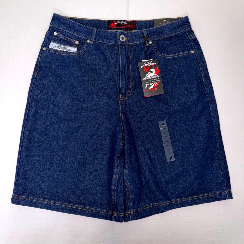Liquid Venom Shorts Mens 38 Blue Denim Baggy Fit Jorts 90s Style Cotton NWT
